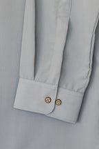 Rawi Short Kurta in Smooth Finish, Grey, sleeve and wooden button cuff detail
